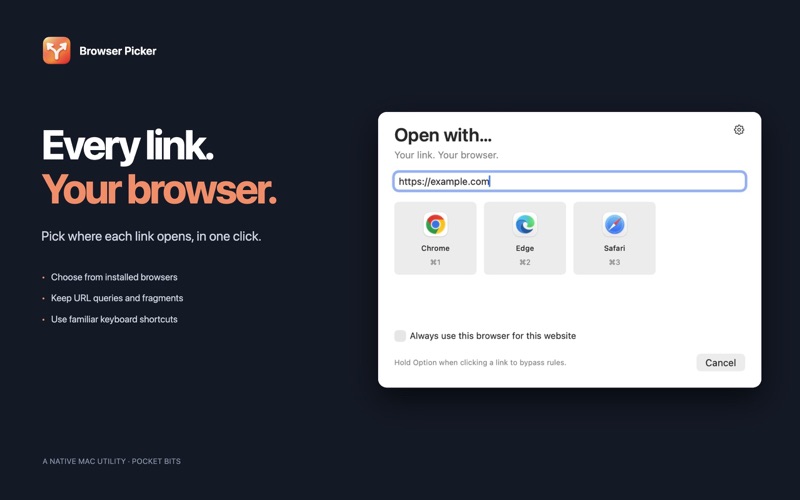 Pick the browser for each incoming link